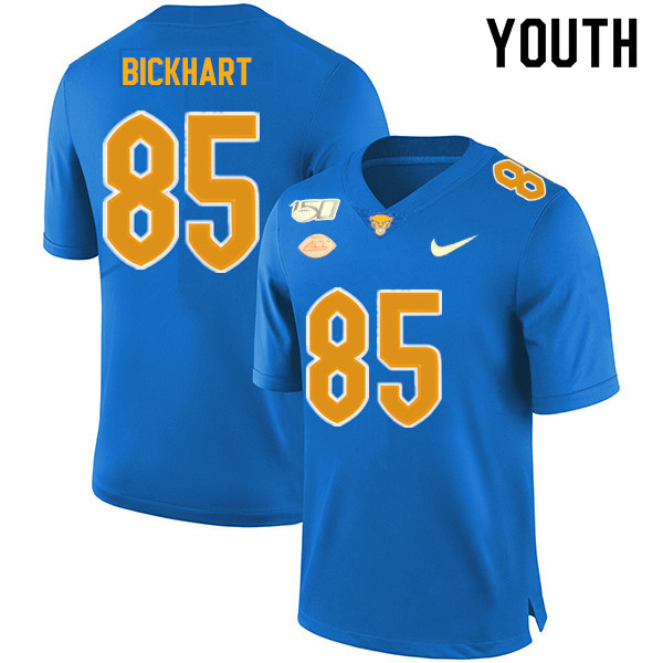 2019 Youth #85 Garrett Bickhart Pitt Panthers College Football Jerseys Sale-Royal